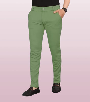 Style Grove Slim Fit Men Light Green Trousers