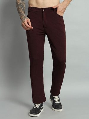 GLITO Regular Fit Men Maroon Trousers