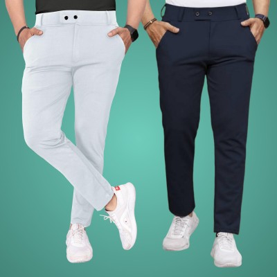 KUSHWAHA Regular Fit Men Grey, Blue Trousers