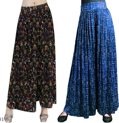 Fashion Bazaar Flared Women Black, Blue Trousers