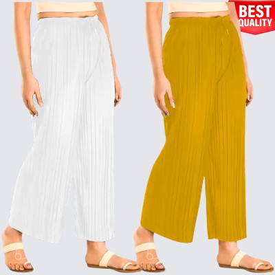 TL Creation Regular Fit Women White, Yellow Trousers