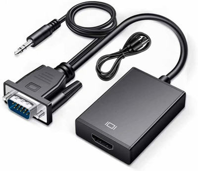 Mak World  TV-out Cable VGA Male to HDMI Female Converter Adaptor with 3.5MM Audio Jack Full HD 1080P(Black, For Computer)