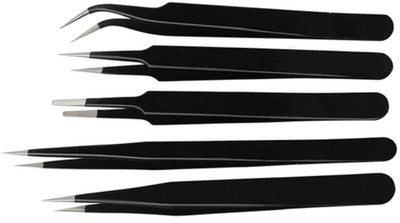 GOGNA Black ESD Tweezers Kit 5 Pcs Set - for mobile Repair