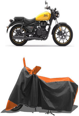 SUGASHRI Waterproof Two Wheeler Cover for Royal Enfield(Meteor BS6, Orange, Black)