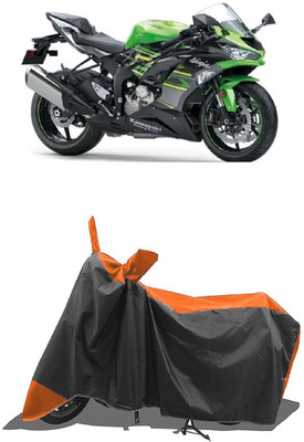SUGASHRI Waterproof Two Wheeler Cover for Kawasaki(Ninja ZX-6R, Orange, Black)