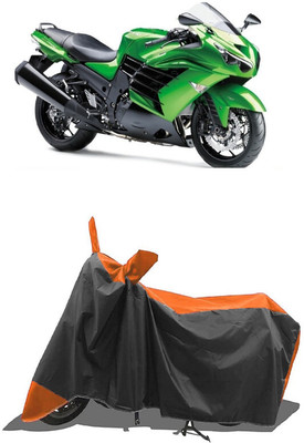 SUGASHRI Waterproof Two Wheeler Cover for Kawasaki(Ninja ZX-14R, Orange, Black)