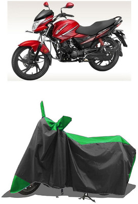 SUGASHRI Waterproof Two Wheeler Cover for Hero(Glamour i3s, Green, Black)
