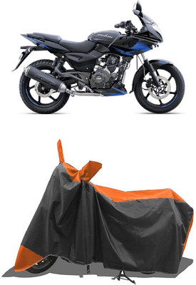 SUGASHRI Waterproof Two Wheeler Cover for Bajaj(Pulsar 220 DTS-i, Orange, Black)