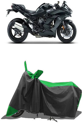 SUGASHRI Waterproof Two Wheeler Cover for Kawasaki(Ninja H2 BS6, Green, Black)