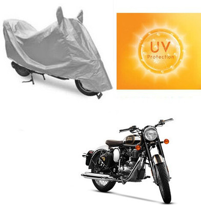 SK AUTO Waterproof Two Wheeler Cover for Royal Enfield(Classic Chrome, Silver)