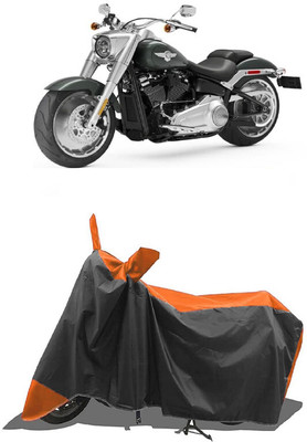 SUGASHRI Waterproof Two Wheeler Cover for Harley Davidson(Fat Boy, Orange, Black)