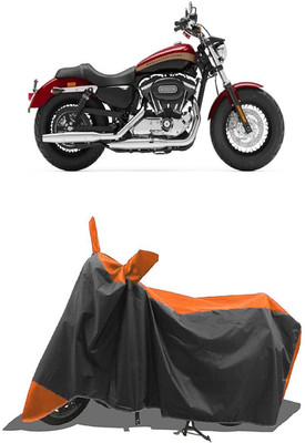 SUGASHRI Waterproof Two Wheeler Cover for Harley Davidson(XL 1200, Orange, Black)