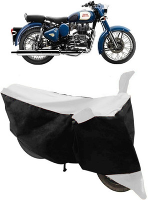 ABORDABLE Waterproof Two Wheeler Cover for Royal Enfield(Bullet 350, White, Black)
