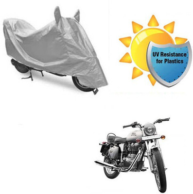 SK AUTO Waterproof Two Wheeler Cover for Royal Enfield(Bullet 350, Silver)