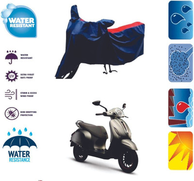 Mdstar Waterproof Two Wheeler Cover for Bajaj(Urbanite Chetak BS6, Red, Blue)
