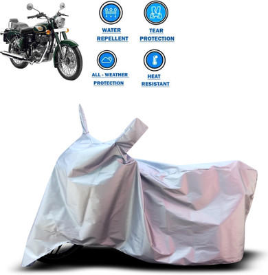 CODOKI Two Wheeler Cover for Royal Enfield(Bullet 500, Silver)