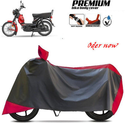 SK AUTO Waterproof Two Wheeler Cover for TVS, Hero, Honda, Bajaj(Red, Black)