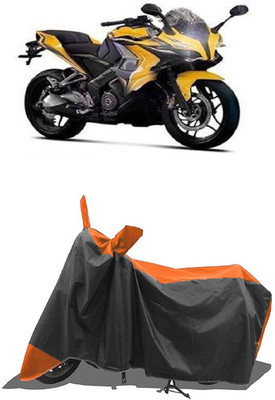 SUGASHRI Waterproof Two Wheeler Cover for Bajaj(Pulsar SS400 BS6, Orange, Black)