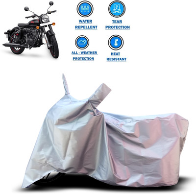 CODOKI Two Wheeler Cover for Royal Enfield(Classic 350, Silver)