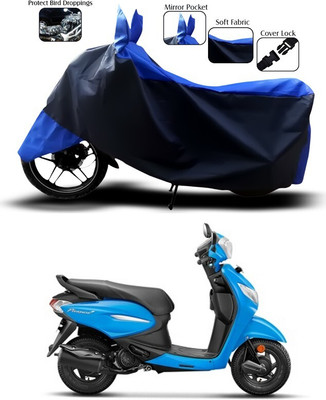 SEBOMJO Waterproof Two Wheeler Cover for Hero(Pleasure+ 110, Blue, Black)