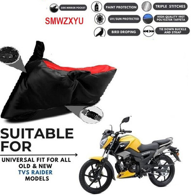 SK AUTO Waterproof Two Wheeler Cover for Honda, Hero, TVS(Raider, Black, Red)