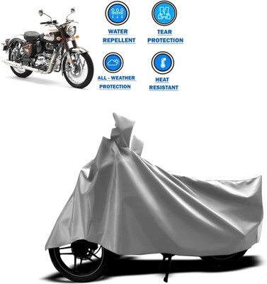 CODOKI Two Wheeler Cover for Royal Enfield(Standard 350, Silver)