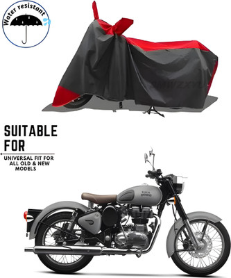 SK AUTO Waterproof Two Wheeler Cover for Royal Enfield(Classic 350, Black, Red)