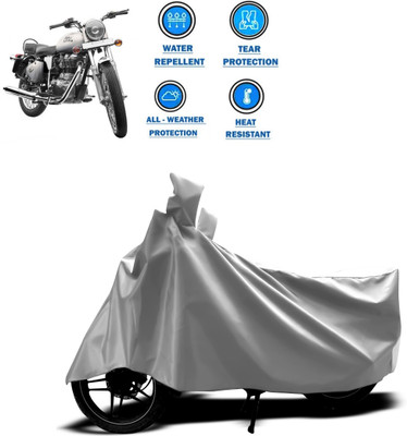 CODOKI Two Wheeler Cover for Royal Enfield(Bullet 350, Silver)