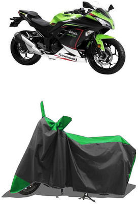 SUGASHRI Waterproof Two Wheeler Cover for Kawasaki(Ninja 300 BS6, Green, Black)