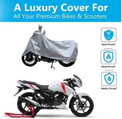OPZET INDIA Waterproof Two Wheeler Cover for TVS(Apache RTR 200 Fi E100, Silver)