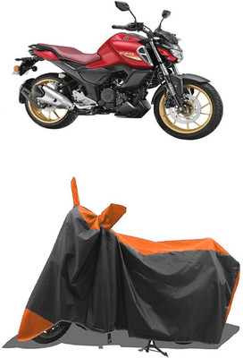 SUGASHRI Waterproof Two Wheeler Cover for Yamaha(FZS-FI V3 BS6 BS6, Orange, Black)