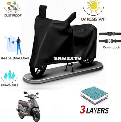 SK AUTO Waterproof Two Wheeler Cover for TVS(Wego, Black)