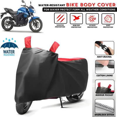 SK AUTO Waterproof Two Wheeler Cover for Suzuki(Red, Black)