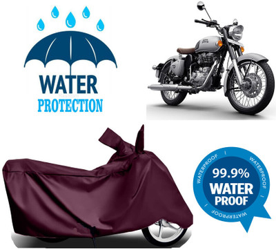 Mdstar Waterproof Two Wheeler Cover for Royal Enfield(Classic Chrome, Maroon)