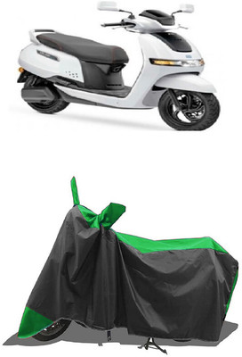 SUGASHRI Waterproof Two Wheeler Cover for TVS(iQube, Green, Black)