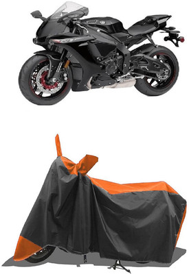SUGASHRI Waterproof Two Wheeler Cover for Yamaha(YZF-R1, Orange, Black)