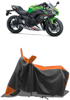 SUGASHRI Waterproof Two Wheeler Cover for Kawasaki(Ninja 650, Orange, Black)