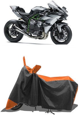 SUGASHRI Waterproof Two Wheeler Cover for Kawasaki(Ninja H2R, Orange, Black)