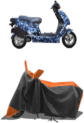 SUGASHRI Waterproof Two Wheeler Cover for Hero(Electric AXLHE-20, Orange, Black)