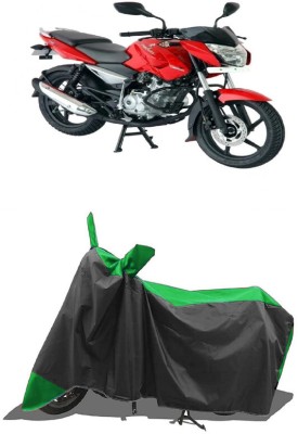 SUGASHRI Waterproof Two Wheeler Cover for Bajaj(Pulsar 135, Green, Black)