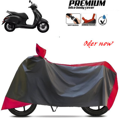 SK AUTO Waterproof Two Wheeler Cover for TVS, Hero, Honda, Bajaj(Red, Black)