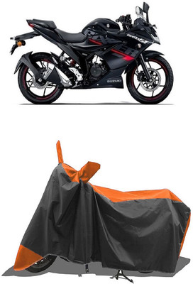 SUGASHRI Waterproof Two Wheeler Cover for Suzuki(Gixxer SF, Orange, Black)