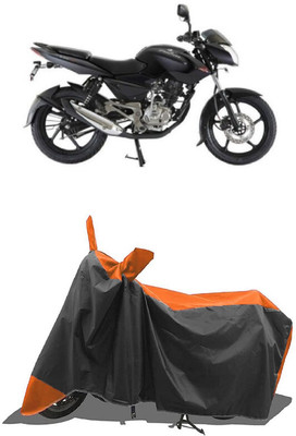 SUGASHRI Waterproof Two Wheeler Cover for Bajaj(Pulsar 135 LS DTS-i, Orange, Black)