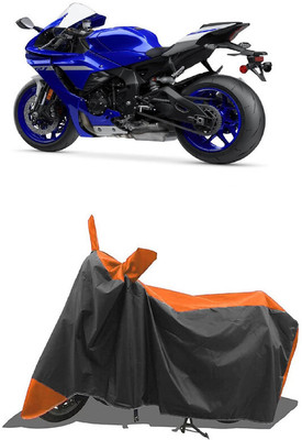 SUGASHRI Waterproof Two Wheeler Cover for Yamaha(YZF R1 M BS6, Orange, Black)
