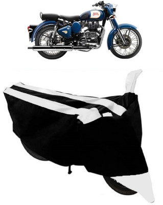 ABORDABLE Waterproof Two Wheeler Cover for Royal Enfield(Bullet 350, White, Black)