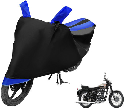Auto Hub Waterproof Two Wheeler Cover for Royal Enfield(Bullet 350, Black, Blue)
