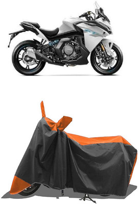 SUGASHRI Waterproof Two Wheeler Cover for CFMoto(650GT, Orange, Black)