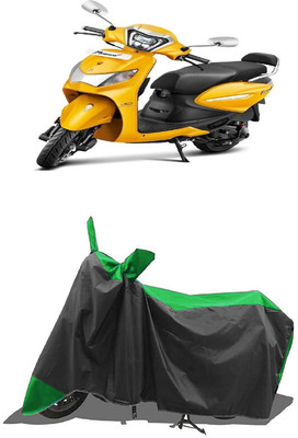 SUGASHRI Waterproof Two Wheeler Cover for Hero(MotoCorp Pleasure Plus, Green, Black)