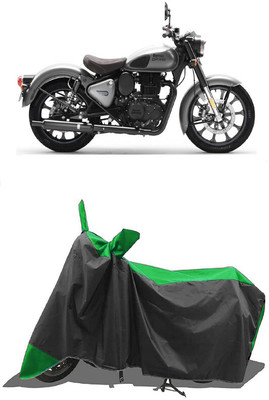SUGASHRI Waterproof Two Wheeler Cover for Royal Enfield(Classic Gunmetal, Green, Black)