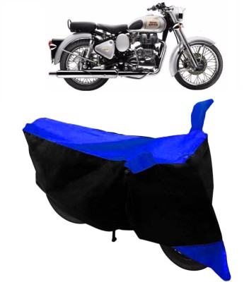 HEMSKAR Waterproof Two Wheeler Cover for Royal Enfield(Classic 350, Blue, Black)